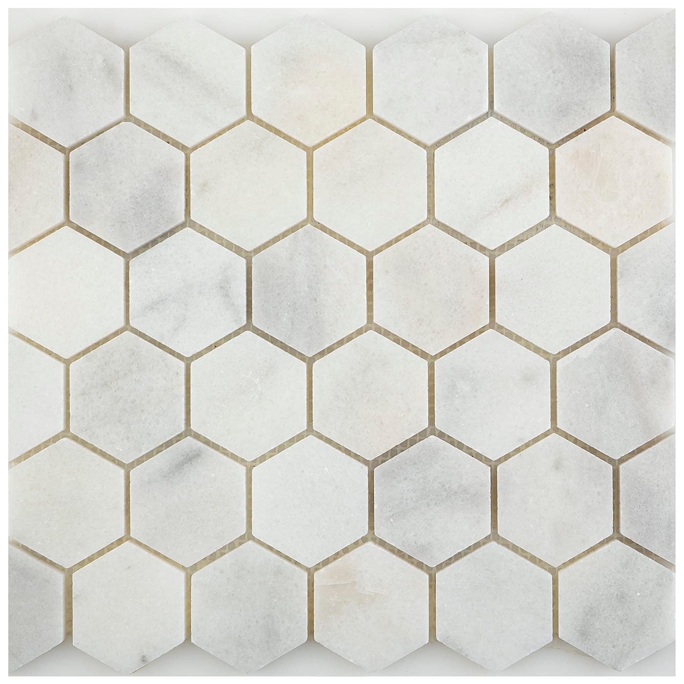 Hexagon White mosaic tiles