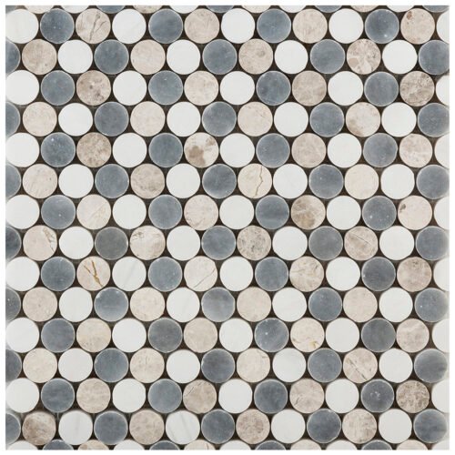 Pennyround White, Silver, Grey Mix