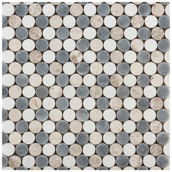 Pennyround White, Silver, Grey Mix